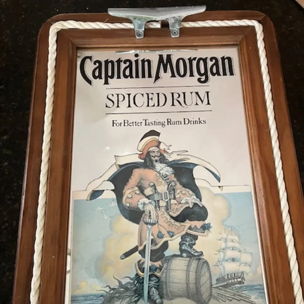 Vintage CAPTAIN MORGAN Spiced RUM Tray Mirror 15.5